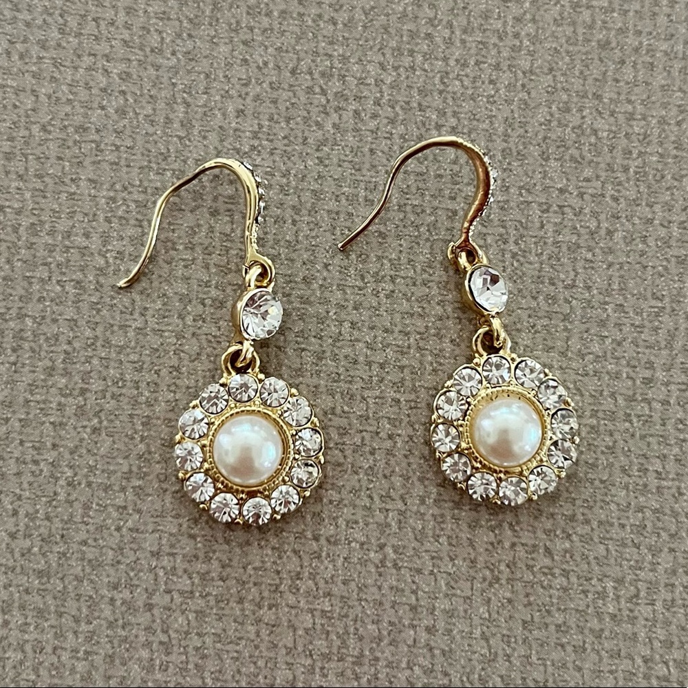 Rhinestone and Pearl Earrings